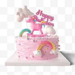 粉色独角兽生日蛋糕