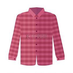 服装分类图片_带有长袖图标的格子红衬衫。