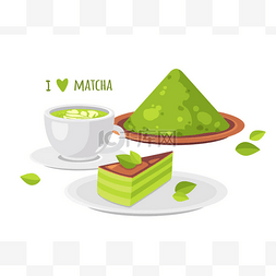 茶叶图片_Matcha茶贺卡。日本健康饮料。收集