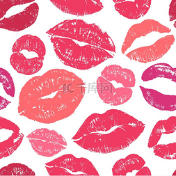 鲜艳印花图片_嘴唇无缝图案彩色女性嘴唇设计用