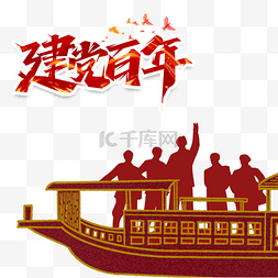 百年图片_创意红色革命红船精神建党百年