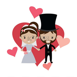 可爱的新郎和新娘可爱的婚姻卡通