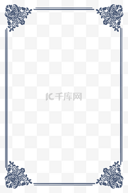 欧式底纹图片_蓝色复古花纹边框欧式方形