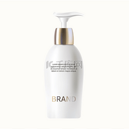 乳液背景图片_带银泵的白色瓶子，用于化妆品逼