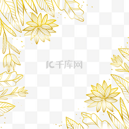金色线描的金色花卉边框