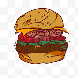 番茄午餐肉图片_午餐肉卷芝士汉堡剪贴画