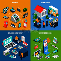 移动电子支付图片_银行等距设计理念与办公室内部和