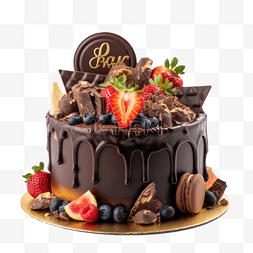 巧克力蛋糕图片_水果奶油巧克力蛋糕点心甜品