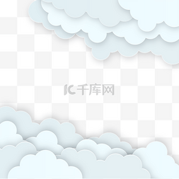 商务矢量立体插画图片_剪纸风格天气预报剪纸云朵