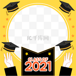 毕业生帽图片_黄色2021毕业边框