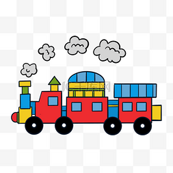 蒸汽火车在卡通插图中运行