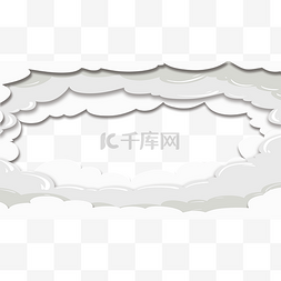 立体云层图片_白色剪纸微立体边框