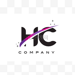 红色c字母图片_Hc H C 黑色字母标志设计与紫色洋