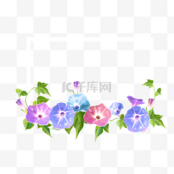 牵牛花篱笆图片_彩色水彩牵牛花卉边框