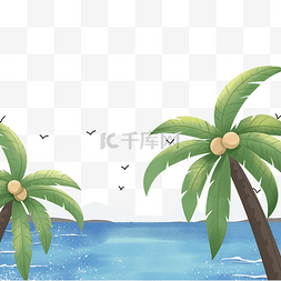 海边飞鸟图片_夏季植物椰子树飞鸟海边
