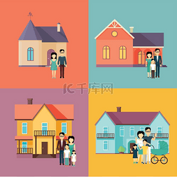 金融贷款房子图片_平面设计中的房地产概念插图..平