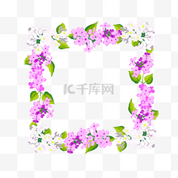彩色水彩丁香花卉婚礼边框