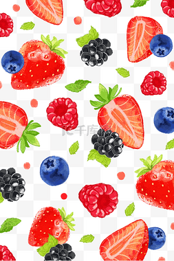 草莓蓝莓树莓图片_树莓蓝莓草莓桑葚平铺手账底纹