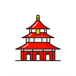红色的亚洲天坛孤立的中国宝塔矢