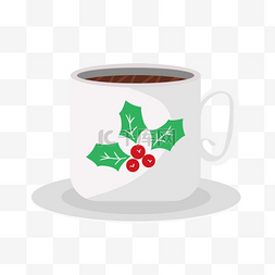 纳新图片_红色咖啡杯子果子绿色叶子