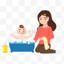 洗澡图片_婴儿护理给婴儿洗澡