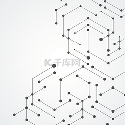 矢量六边形连接和社交网络线条和