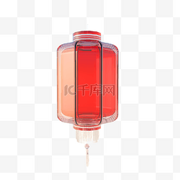 新年灯笼玻璃春节C4D立体红色