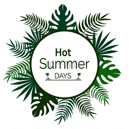 夏季促销文字图片_炎热的夏日宣传海报，上面有绿色