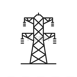 格子塔和架空电力线隔离细线图标