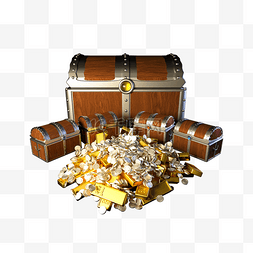 一堆金币图片_3D立体一堆宝箱