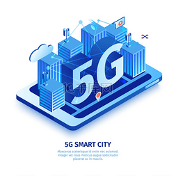 5云图片_具有可编辑描述的等距 5g 互联网