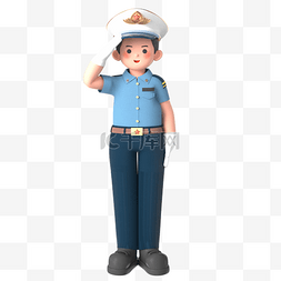 3D立体C4D警察职业人物形象敬礼