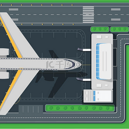 机场俯视图概念机场航站楼附近的