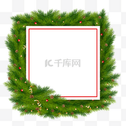 方形圣诞边框图片_圣诞节松枝绿叶装饰边框