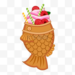 树莓冰淇淋的日本鲷鱼烧