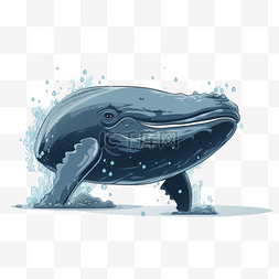 扁平插画手绘免抠元素鲸鱼