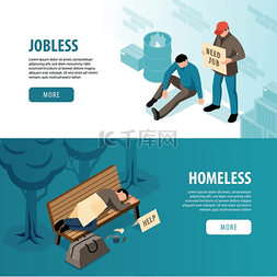难民图片_失业和无家可归的水平横幅，穷人