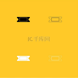 电影扁平图标图片_票证黑白设置图标票证黑白设置图