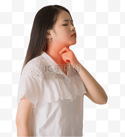 年轻女性喉咙肿痛上火人物