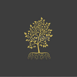 创意标志设计图片_矢量树与根标志元素
