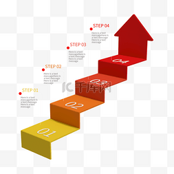 向上的箭头图标图片_3d红色向上步骤阶梯箭头