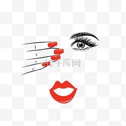 红色薄膜图片_美甲美容女性红唇标志