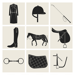 体育图片_Black equestrian icons