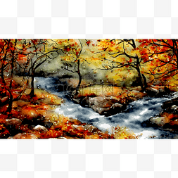 秋季落叶风景图片_深秋的山涧