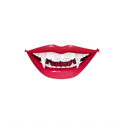 长方体红框图片_带有尖牙矢量图标的吸血鬼嘴。