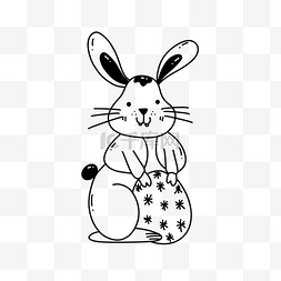 黑白线条复活节彩蛋兔子