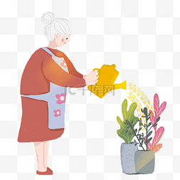 老年人生活休闲退休浇花