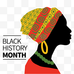 非洲女性头戴头巾黑人历史月