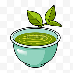 茶水杯子绿叶图片创意图画