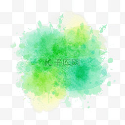 笔刷绿色墨迹晕染水彩风格